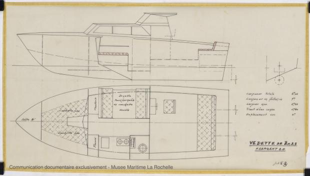 PLAN D&#039;AMENAGEMENT  - Vedette 8,50m, 10m, 15 m (1968)