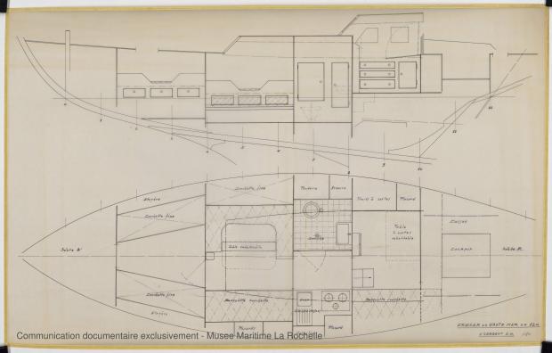 PLAN D&#039;AMENAGEMENT - Cruiser Haute mer 12 m (1969)