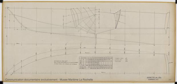 PLAN DE COQUE - Vedette 11m (1969)