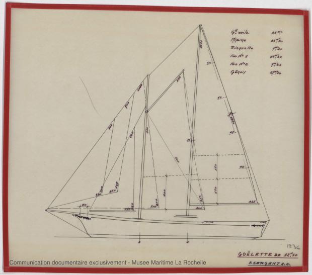 PLAN DE VOILURE/GREEMENT - Jean de la lune, Goelette 12,50 m (1970)