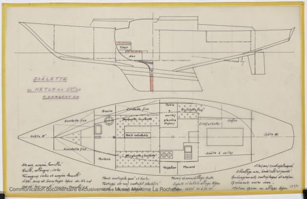 PLAN D&#039;AMENAGEMENT  - Jean de la lune, Goelette 12,50 m (1970)