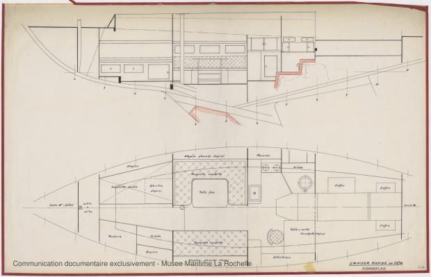 PLAN D&#039;AMENAGEMENT  - Agami II Cruiser rapide 10,65 m (1970)