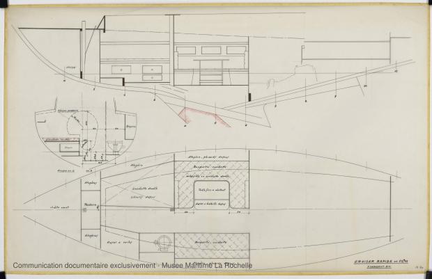 PLAN D&#039;AMENAGEMENT  - Agami II Cruiser rapide 10,65 m (1970)