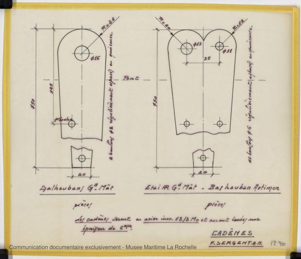 PLAN DE VOILURE/GREEMENT - Ketch 12,50 m Acier (1971)