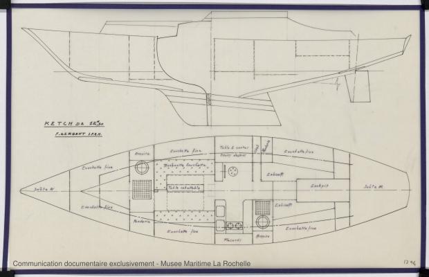 PLAN D&#039;AMENAGEMENT  - Ketch 12,50 m Acier (1971)