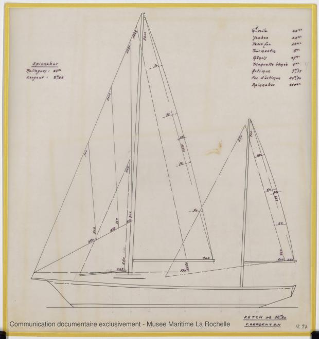 PLAN DE VOILURE/GREEMENT - Ketch 12,50 m Acier (1971)