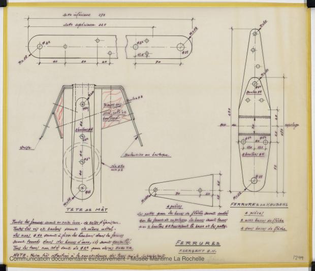 PLAN DE VOILURE/GREEMENT - Ketch 12,50 m Acier (1971)