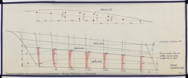 PLAN DE DERIVE/QUILLE - Ketch 12,50 m Acier (1971)