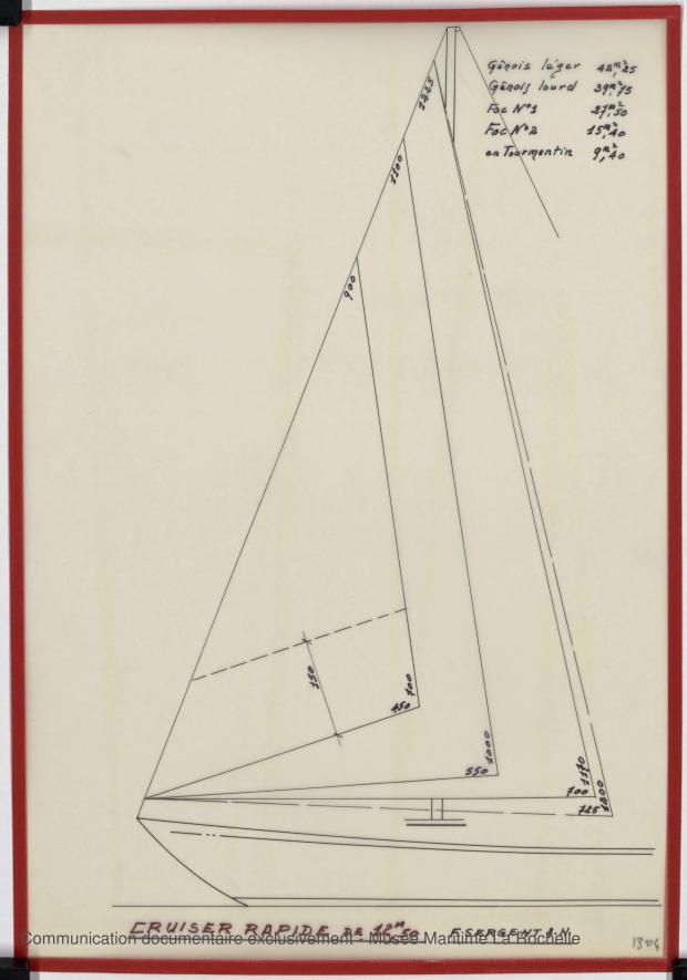 PLAN DE VOILURE/GREEMENT - Cristabel III Cruiser rapide 12,50 M (1971)