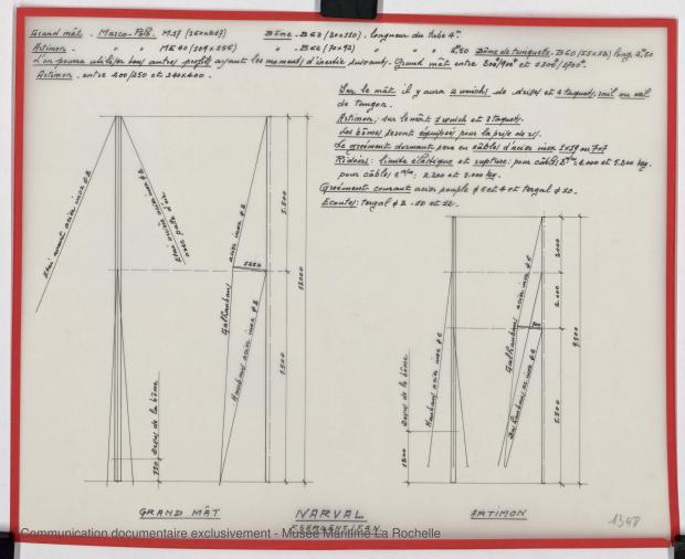 PLAN DE VOILURE/GREEMENT - Narval 11,75 M (1972)