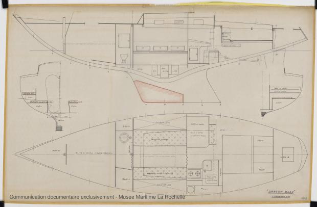 PLAN D&#039;AMENAGEMENT  - Dragon bleu, Course croisière 10,50 m (1973)