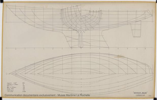 PLAN DE COQUE - Dragon bleu, Course croisière 10,50 m (1973)