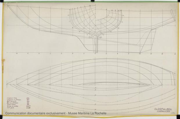 PLAN DE COQUE - Locrido, Comores (amateurs) Sloop 10,50 m (1973)