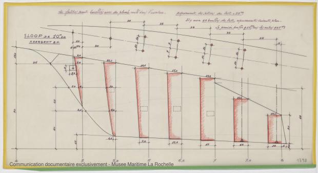 PLAN DE DERIVE/QUILLE - Locrido, Comores (amateurs) Sloop 10,50 m (1973)