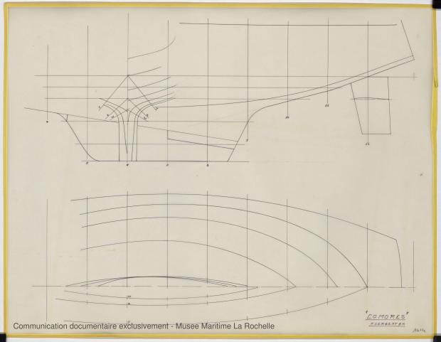 PLAN DE COQUE - Locrido, Comores (amateurs) Sloop 10,50 m (1973)