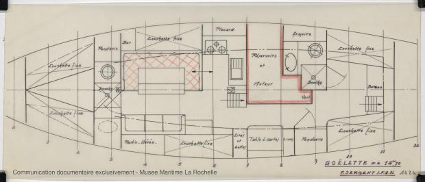 PLAN D&#039;AMENAGEMENT  - Goelette 14,75 m (1974)