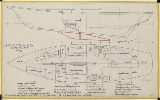 PLAN D&#039;AMENAGEMENT  - Goelette 14,75 m (1974)