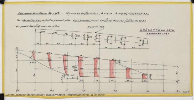 PLAN DE DERIVE/QUILLE - Goelette 14,75 m (1974)