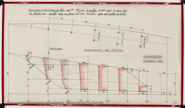 PLAN DE DERIVE/QUILLE - Koantenn, Chaloupe 8.25 m (1978)