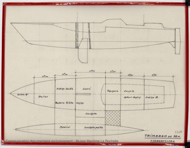 PLAN D&#039;AMENAGEMENT - TRIMARAN 16 M (1979)