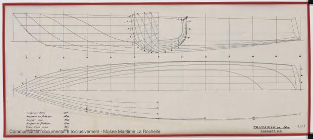 PLAN DE COQUE - TRIMARAN 16 M (1979)