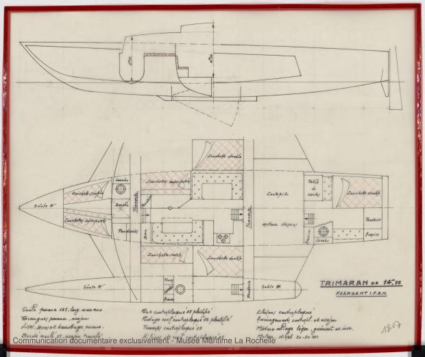 PLAN D&#039;AMENAGEMENT  - TRIMARAN 14,75 M (1979)