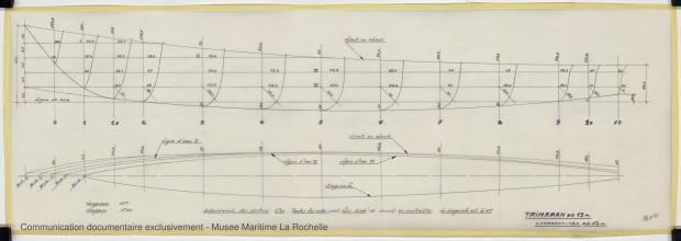 PLAN DE COQUE - TRIMARAN 13 M (1979)