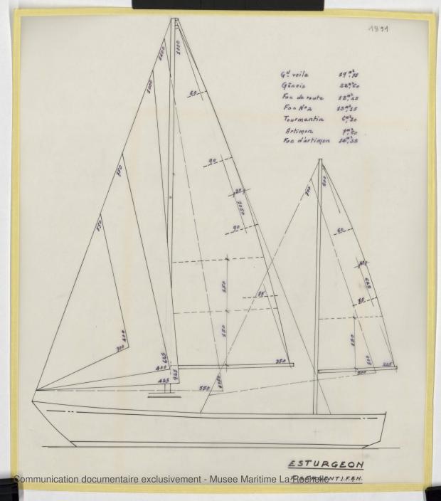 PLAN DE VOILURE/GREEMENT - ESTURGEON 10,50 M (1981)