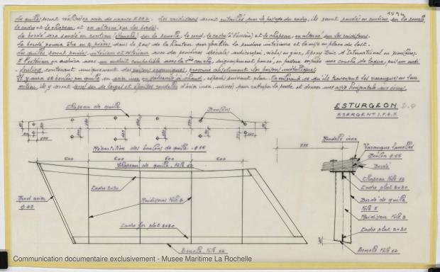 PLAN DE DERIVE/QUILLE - ESTURGEON 10,50 M (1981)