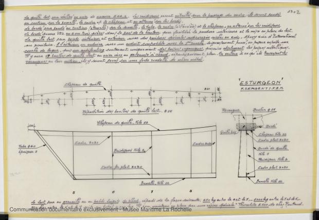 PLAN DE DERIVE/QUILLE - ESTURGEON 10,50 M (1981)