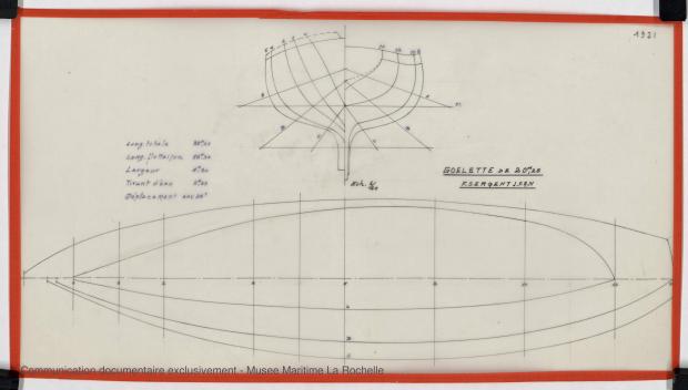 PLAN DE COQUE - GOELETTE 20,25 m (ETUDE) (1982)