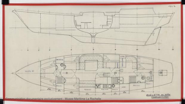 PLAN D&#039;AMENAGEMENT - GOELETTE 20,25 m (ETUDE) (1982)