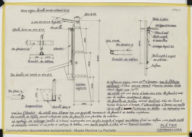 PLAN D&#039;APPAREIL A GOUVERNER - FLETAN DERIVEUR 9 M (1984)