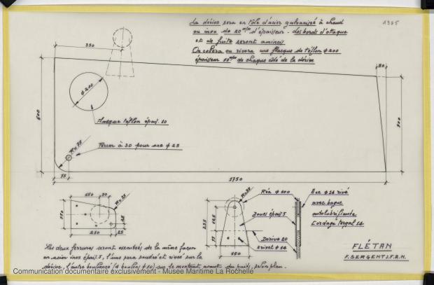 PLAN DE DERIVE/QUILLE - FLETAN DERIVEUR 9 M (1984)