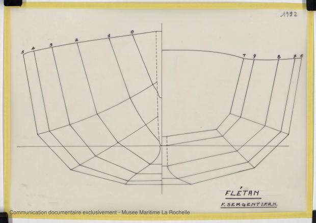 PLAN DE COQUE - FLETAN DERIVEUR 9 M (1984)