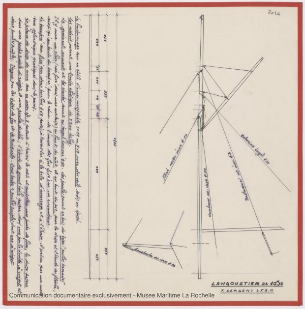 PLAN DE VOILURE/GREEMENT - KOMOG LANGOUSTIER 10.75 M (1985)