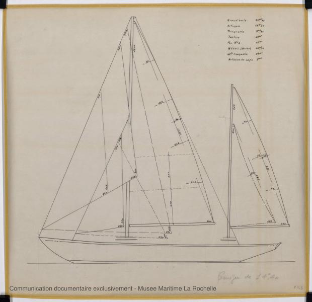 PLAN DE VOILURE/GREEMENT - Thalamus  Cruiser rapide 14,40 m (1963)