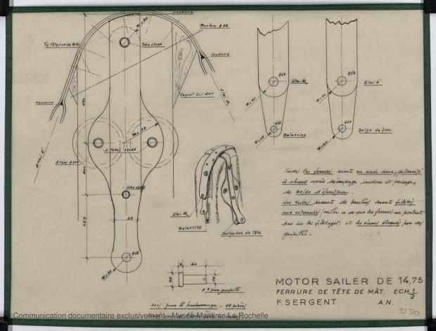 PLAN DE VOILURE/GREEMENT - OISEAU BLEU, Motor sailer 14,75 M (1953)